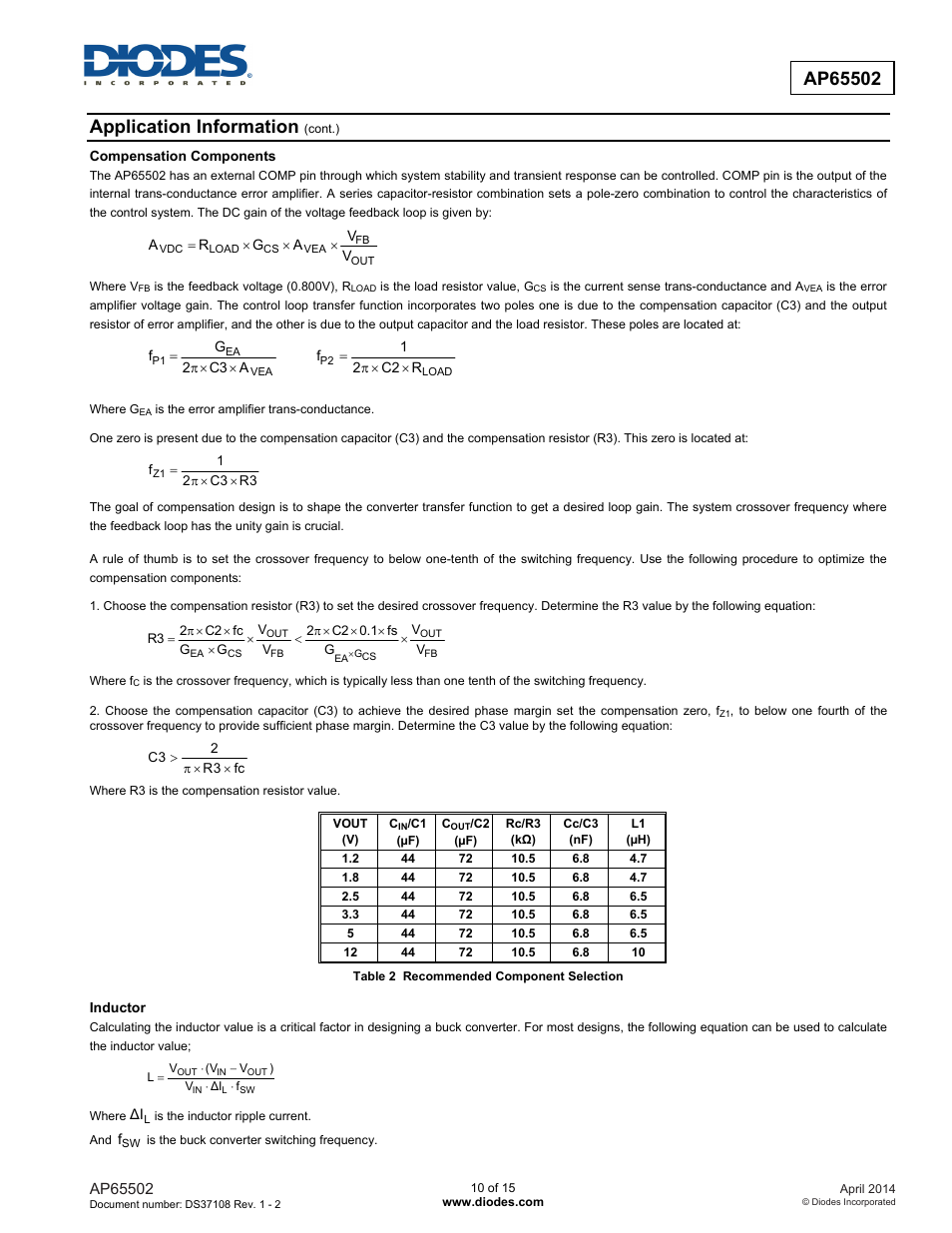 Application information | Diodes AP65502 User Manual | Page 10 / 15