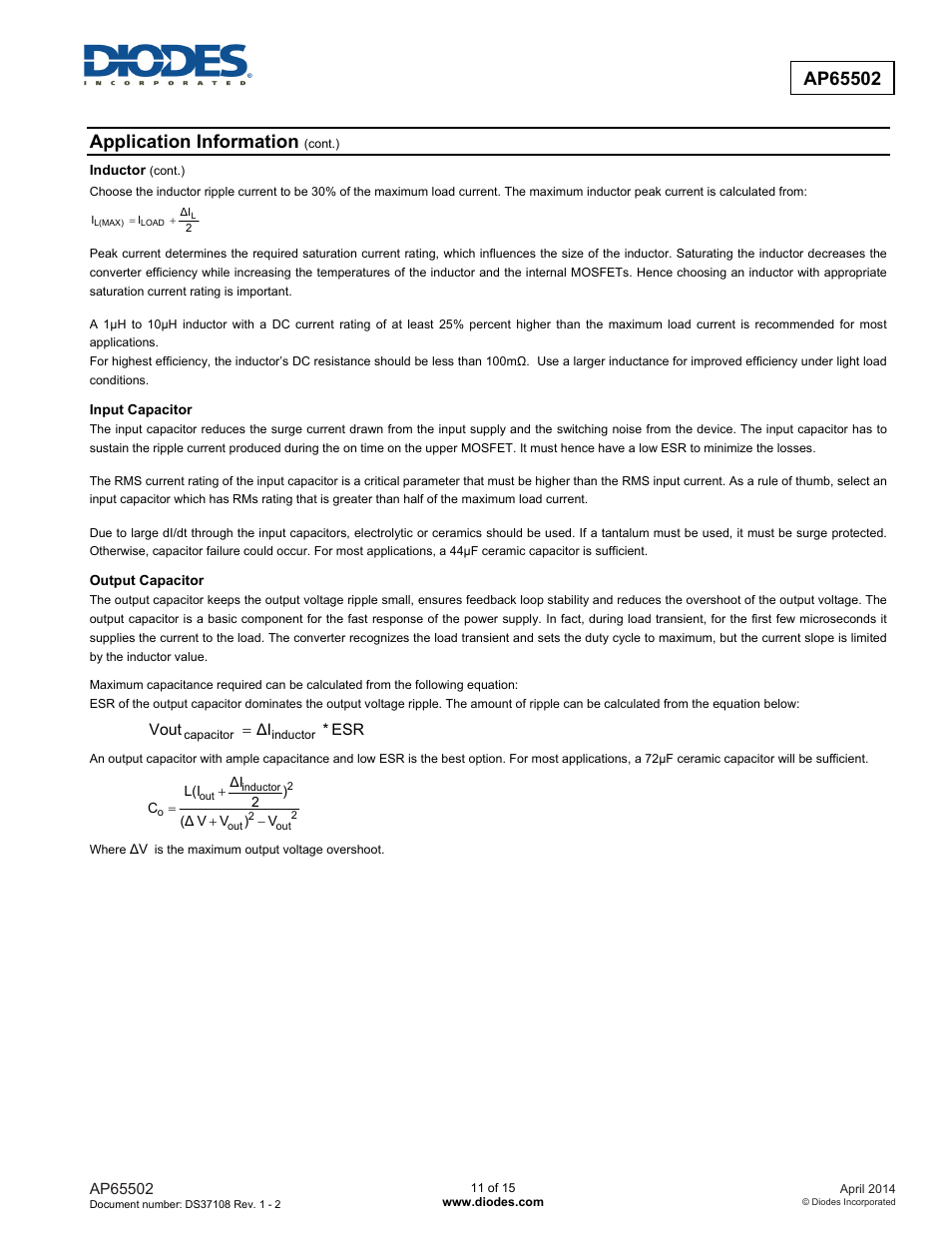 Application information | Diodes AP65502 User Manual | Page 11 / 15