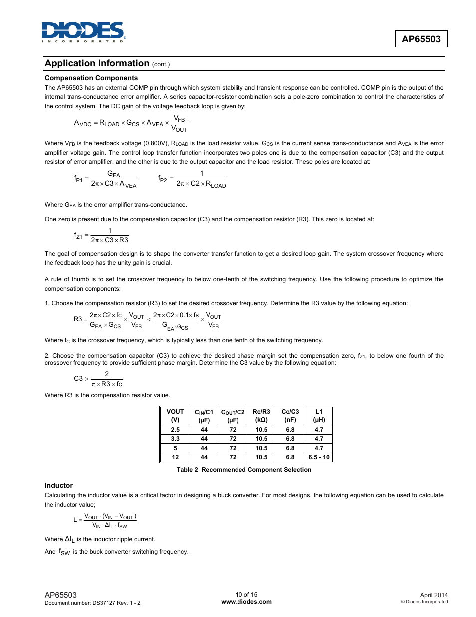 Application information | Diodes AP65503 User Manual | Page 10 / 15