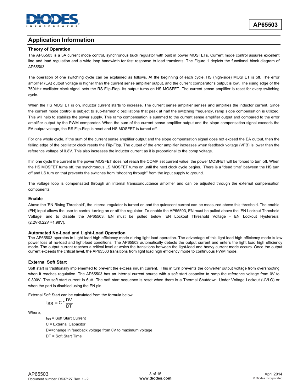 Application information | Diodes AP65503 User Manual | Page 8 / 15
