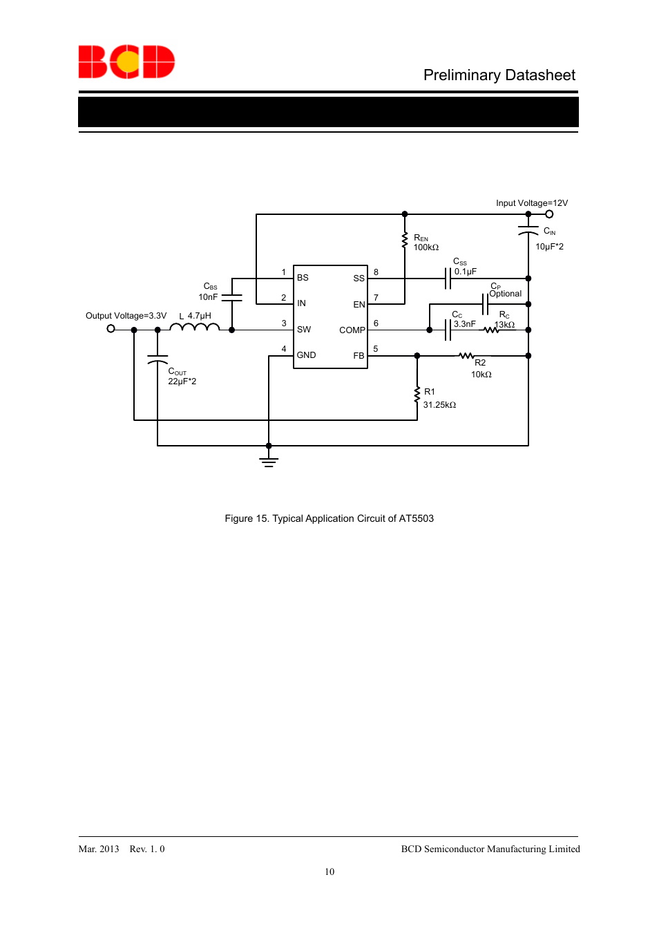 Preliminary datasheet, Typical application, At5503 | Diodes AT5503 User Manual | Page 10 / 12