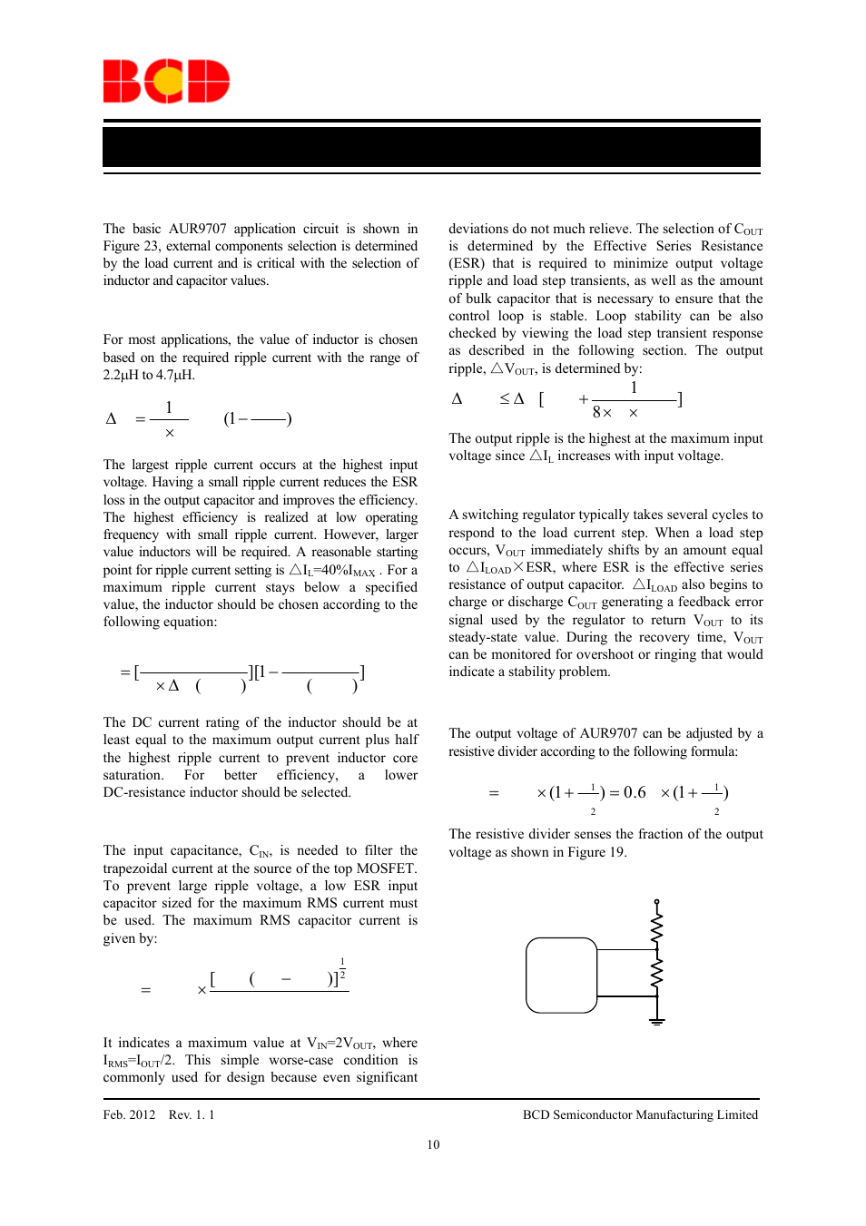 Data sheet, Application information | Diodes AUR9707 User Manual | Page 10 / 15