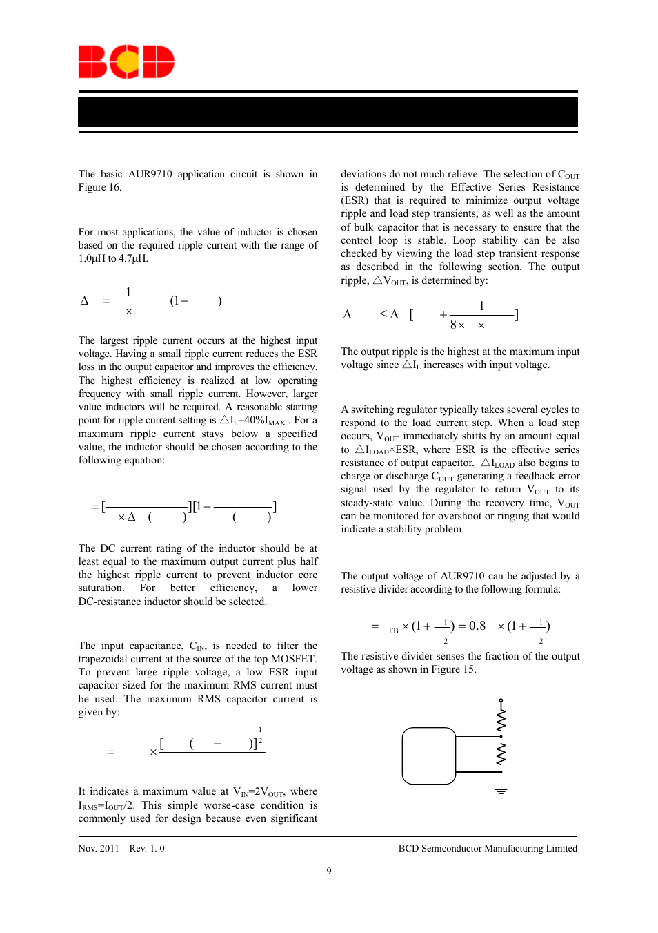 Data sheet, Application information | Diodes AUR9710 User Manual | Page 9 / 13