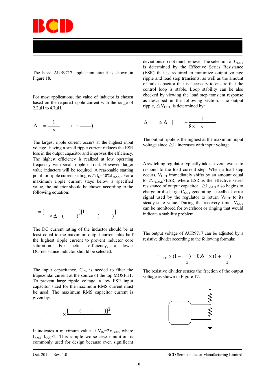 Data sheet, Application information | Diodes AUR9717 User Manual | Page 10 / 14