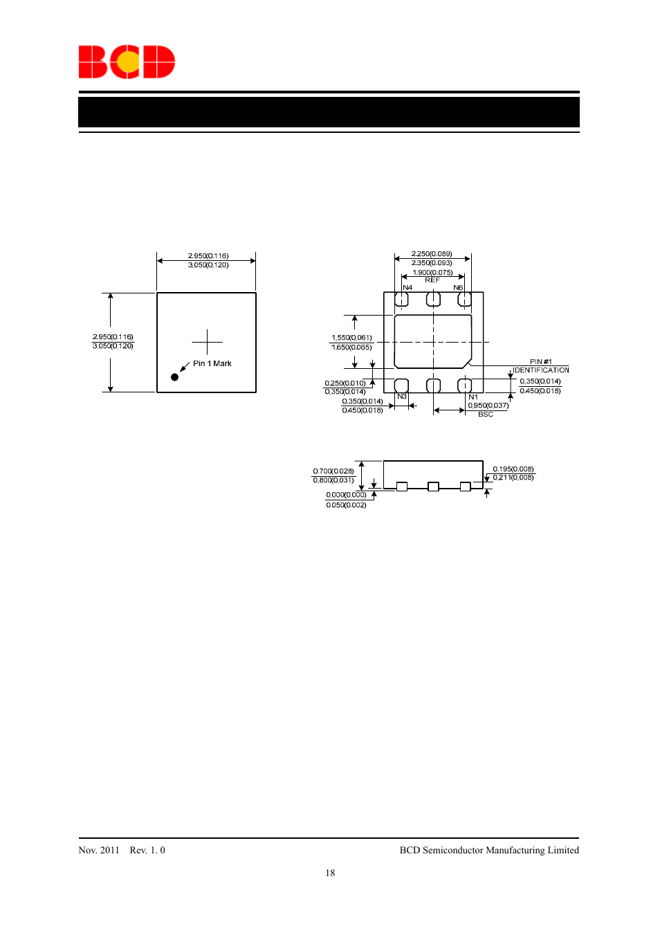 Data sheet, Mechanical dimensions, Dfn-3×3-6 unit:mm(inch) | Diodes AUR9719 User Manual | Page 18 / 19