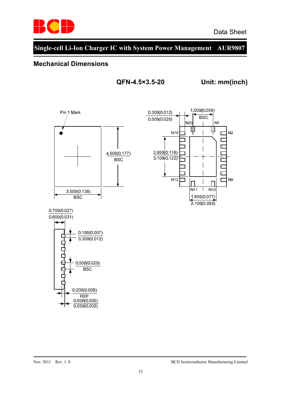 Data sheet | Diodes AUR9807 User Manual | Page 23 / 24