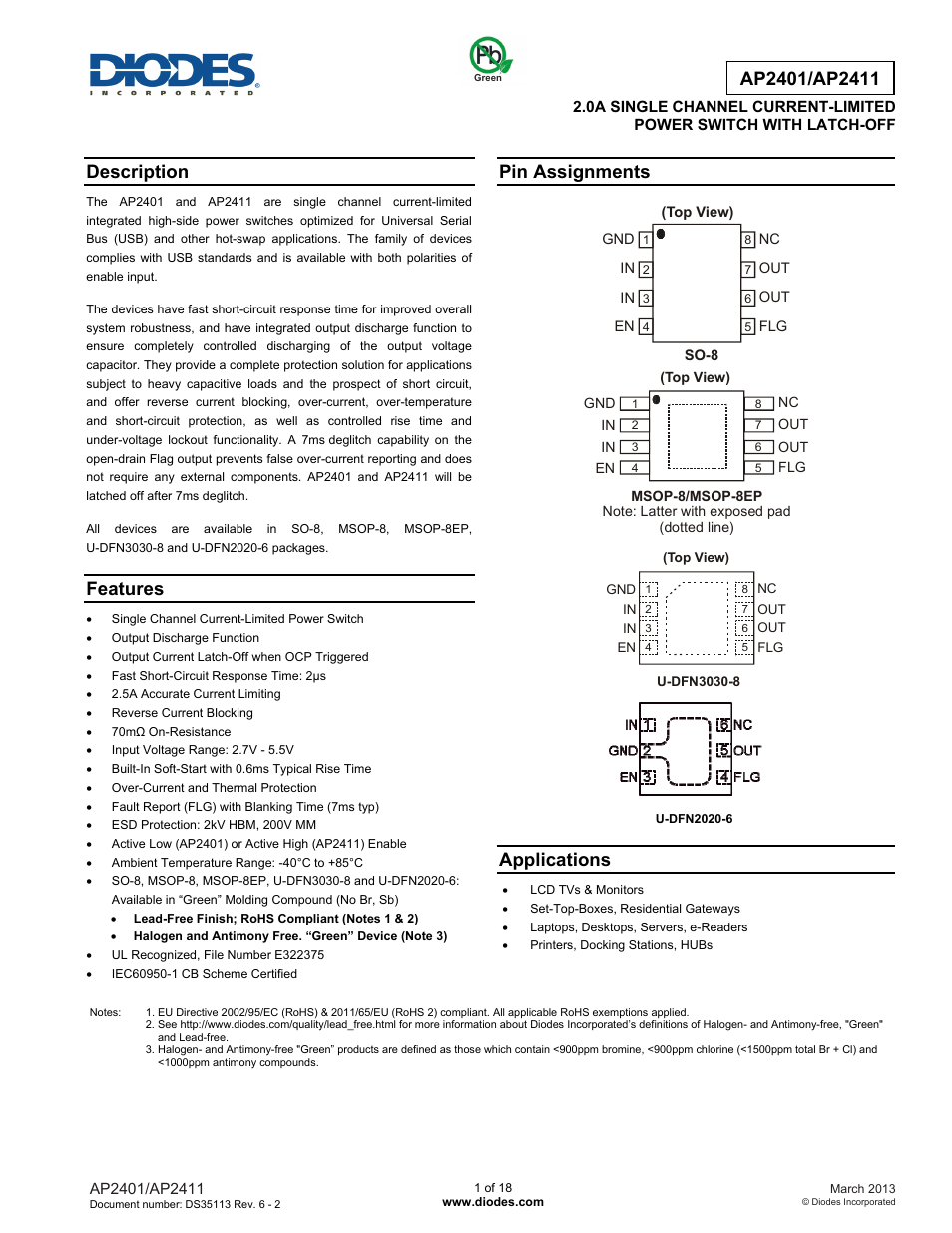 Diodes AP2401/AP2411 User Manual | 18 pages