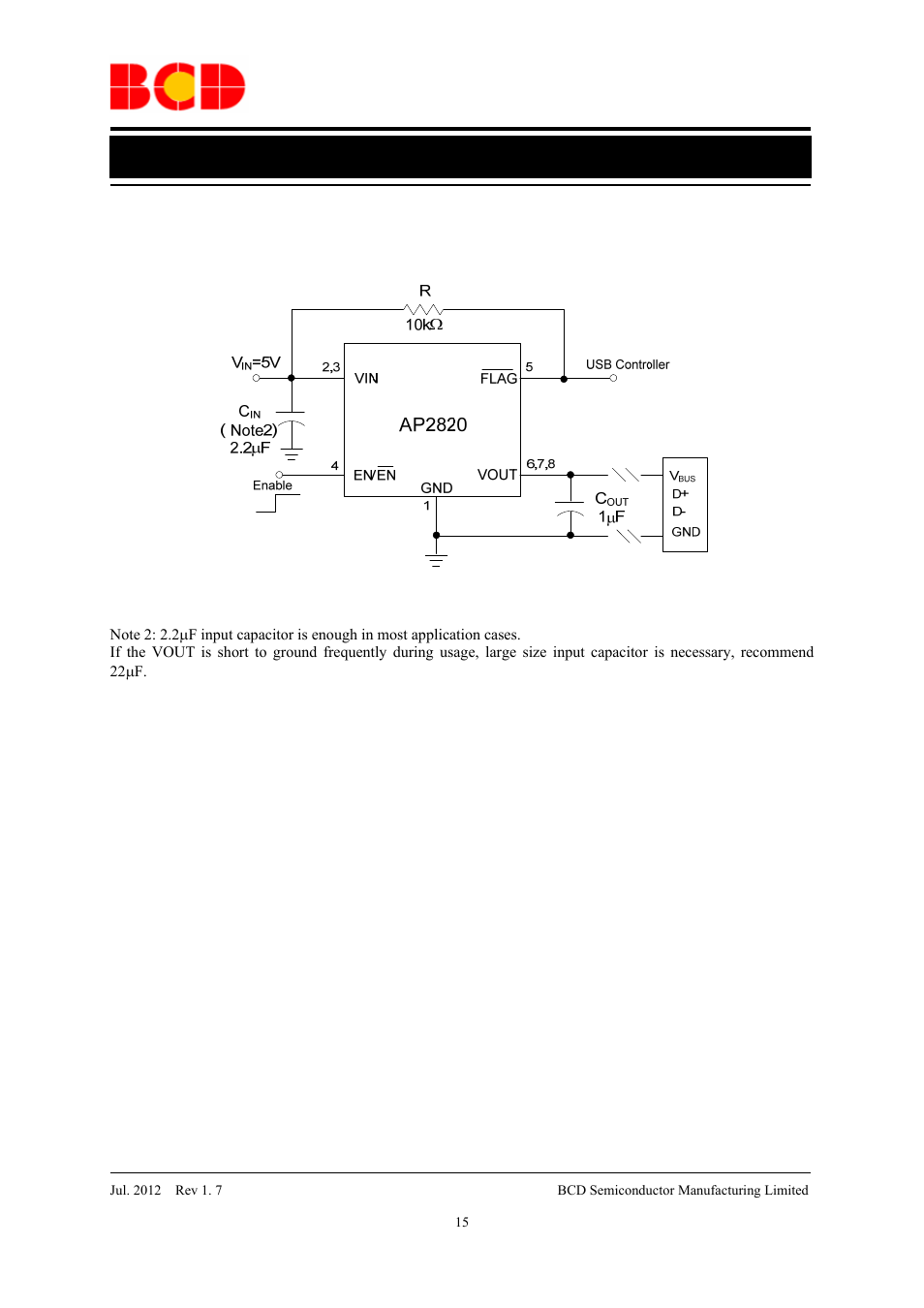 Advance datasheet, Typical application | Diodes AP2820 User Manual | Page 15 / 18