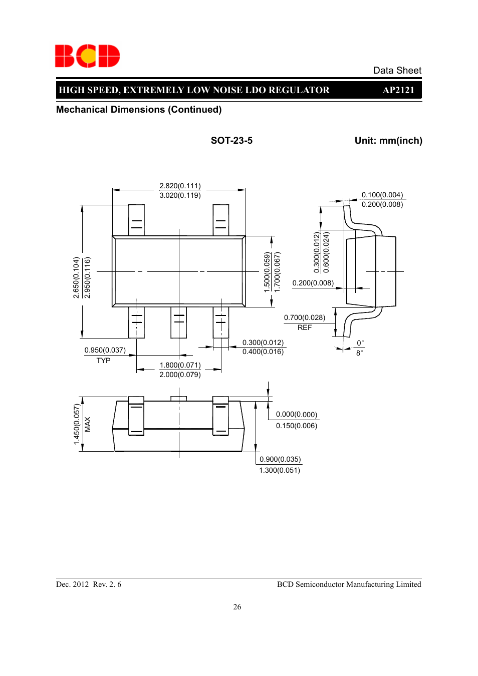 Data sheet | Diodes AP2121 User Manual | Page 26 / 29