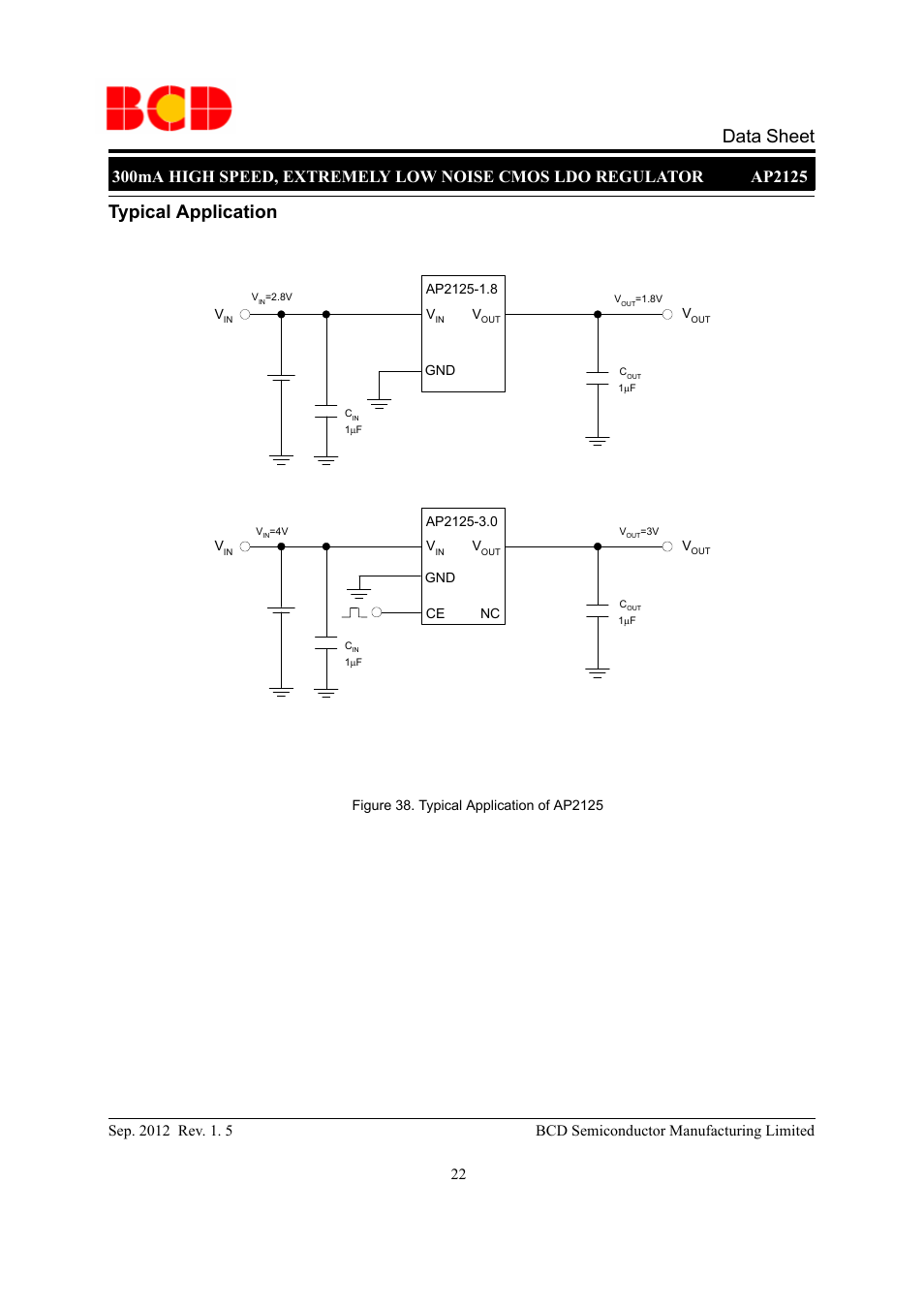 Data sheet, Typical application | Diodes AP2125 User Manual | Page 22 / 27