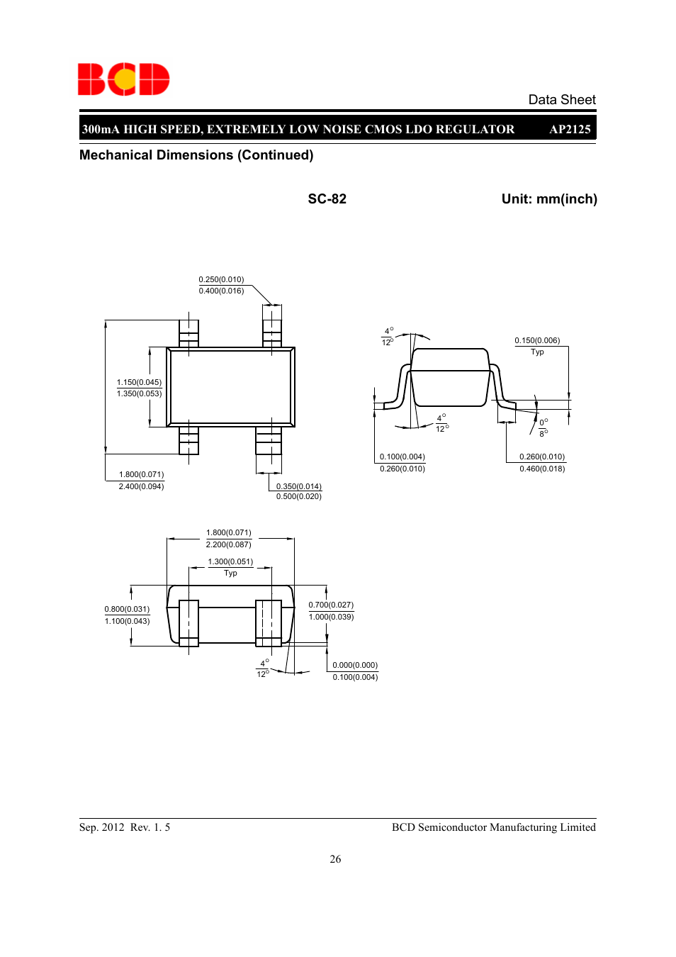 Data sheet | Diodes AP2125 User Manual | Page 26 / 27