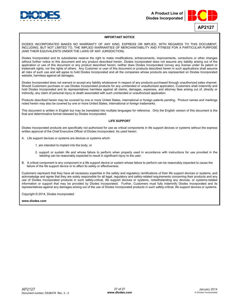 Ap2127 | Diodes AP2127 User Manual | Page 27 / 27