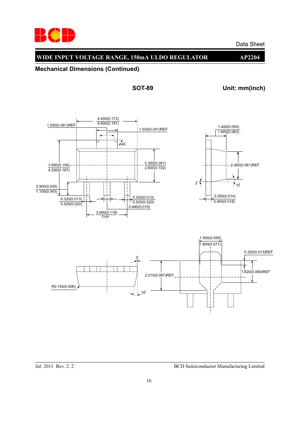 Diodes AP2204 User Manual | Page 16 / 18