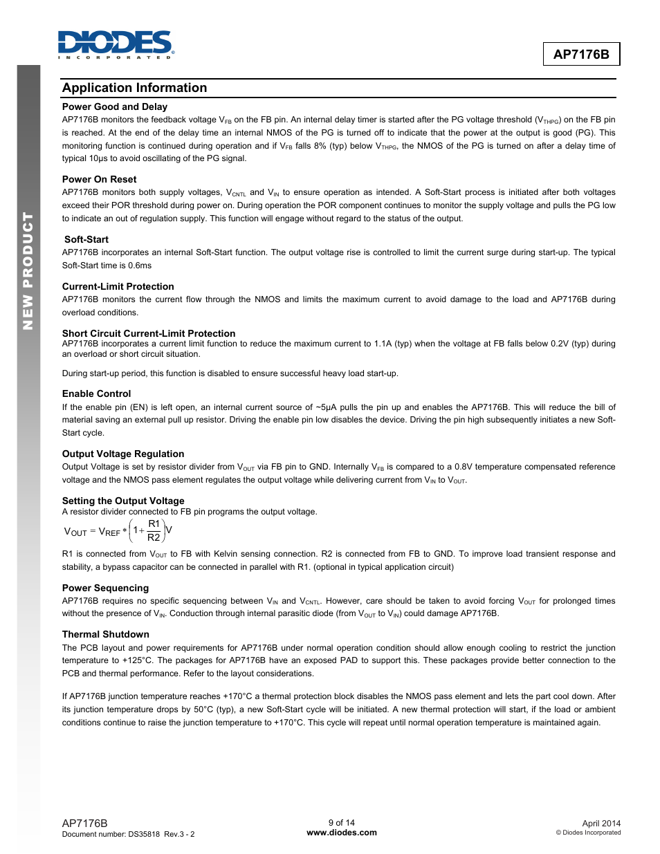 New prod uc t ap7176b, Application information | Diodes AP7176B User Manual | Page 9 / 14