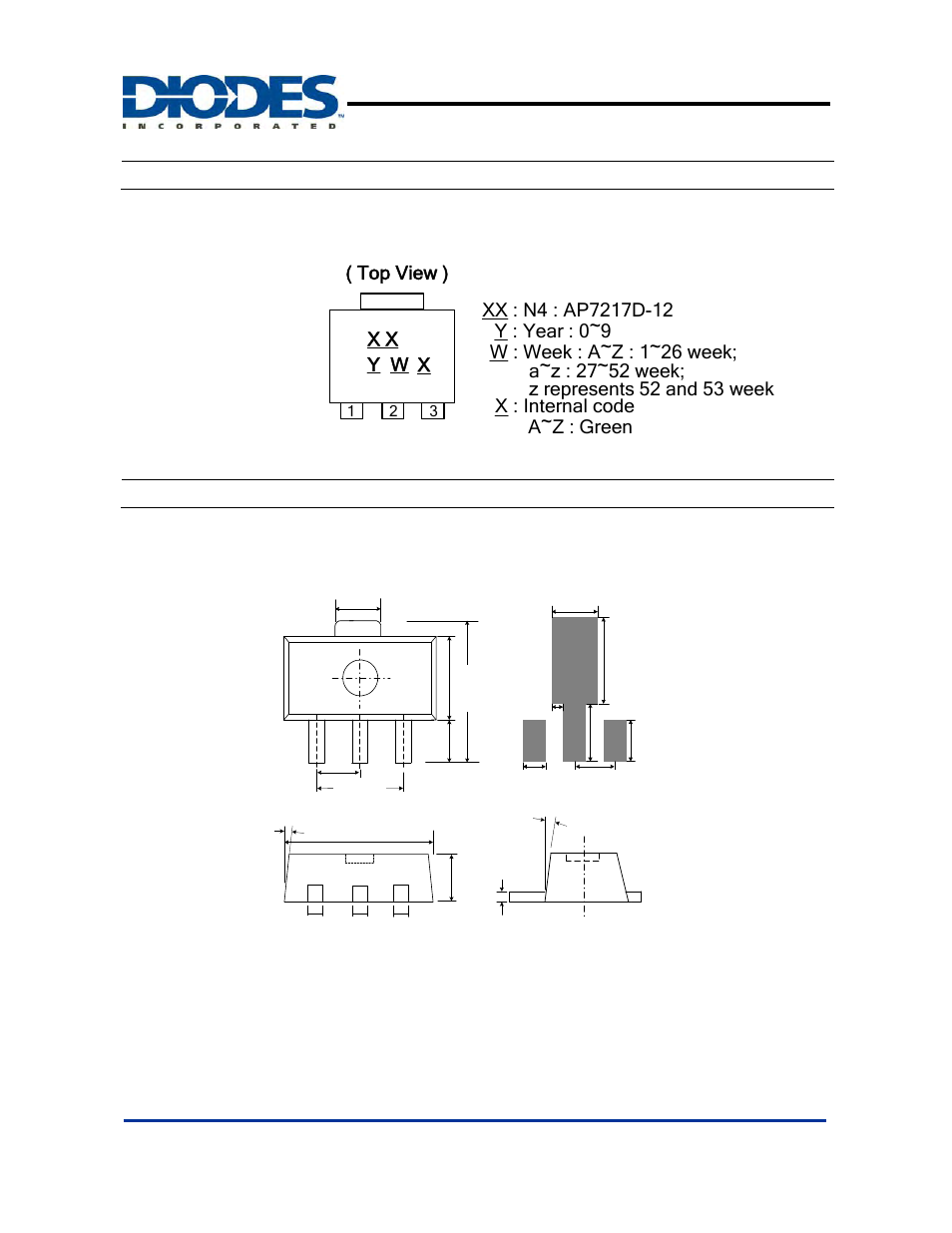 Ap7217d, Marking information, Package information | 2v 600ma cmos ldo | Diodes AP7217D User Manual | Page 8 / 9