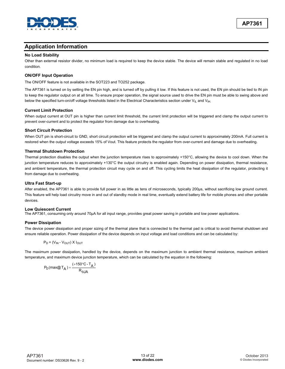 Ap7361, Application information | Diodes AP7361 User Manual | Page 13 / 22