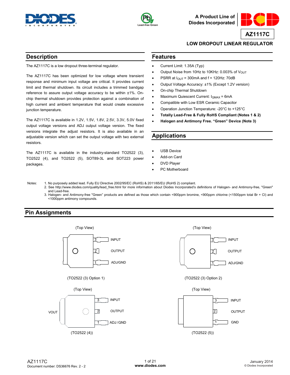 Diodes AZ1117C User Manual | 21 pages
