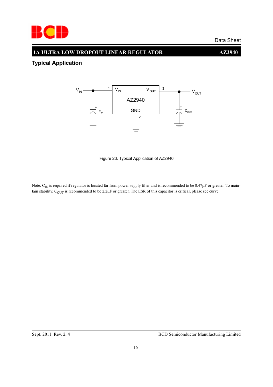 Typical application, Az2940 | Diodes AZ2940 User Manual | Page 16 / 22