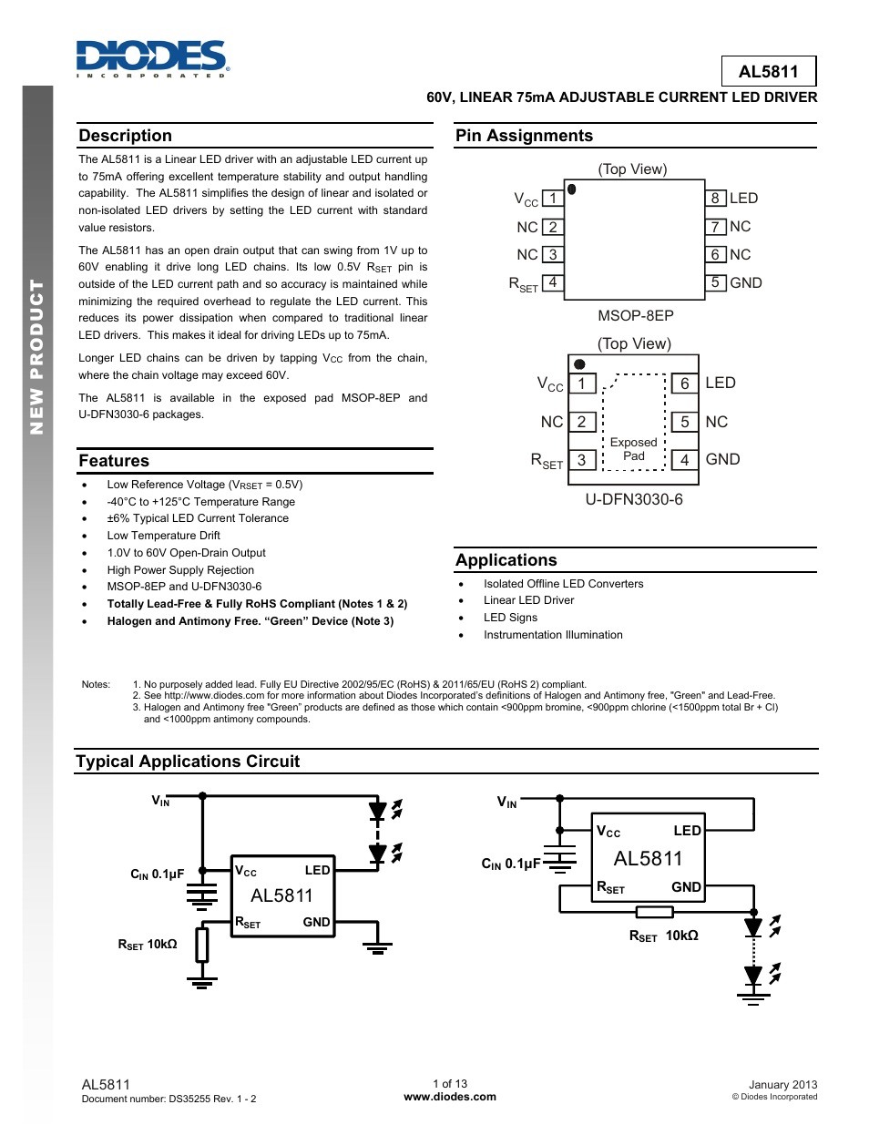 Diodes AL5811 User Manual | 13 pages
