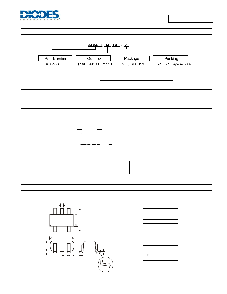 Ordering information, Marking information, Package outline dimensions | Diodes AL8400 /AL8400Q User Manual | Page 12 / 13