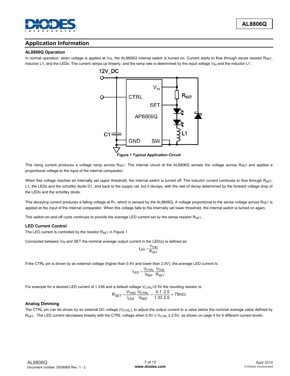 Al8806q, Application information | Diodes AL8806Q User Manual | Page 7 / 13