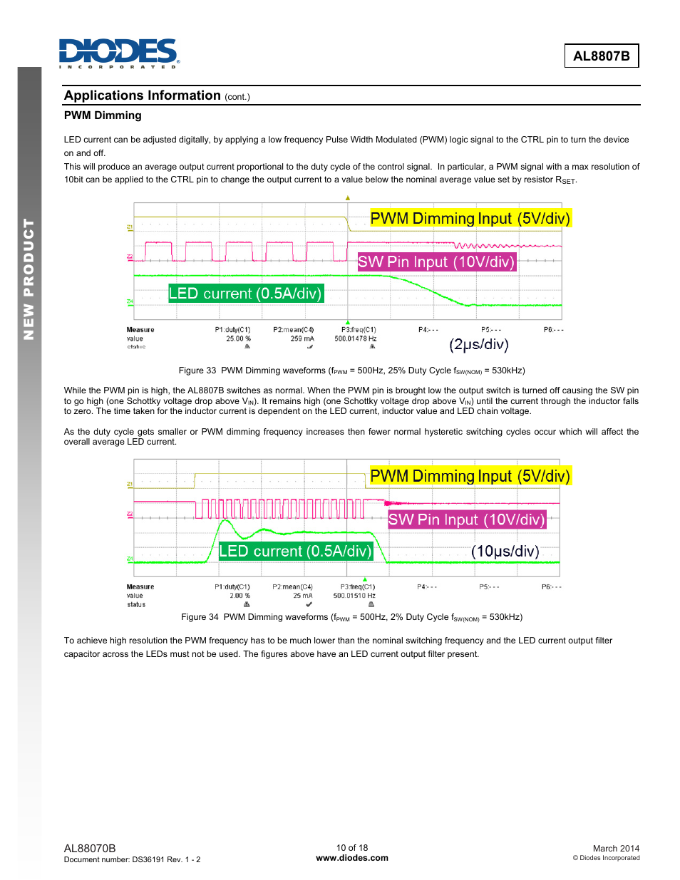 New prod uc t al8807b, Applications information | Diodes AL8807B User Manual | Page 10 / 18