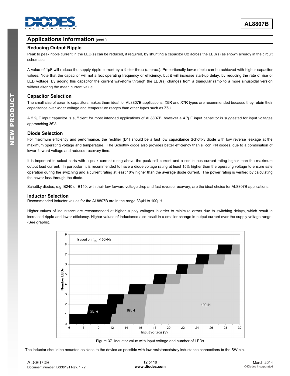 New prod uc t al8807b, Applications information | Diodes AL8807B User Manual | Page 12 / 18