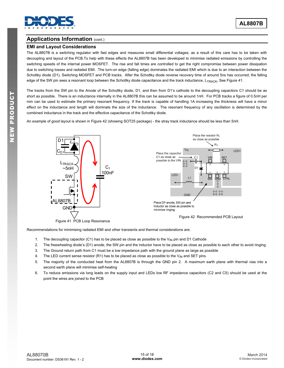New prod uc t al8807b, Applications information | Diodes AL8807B User Manual | Page 15 / 18