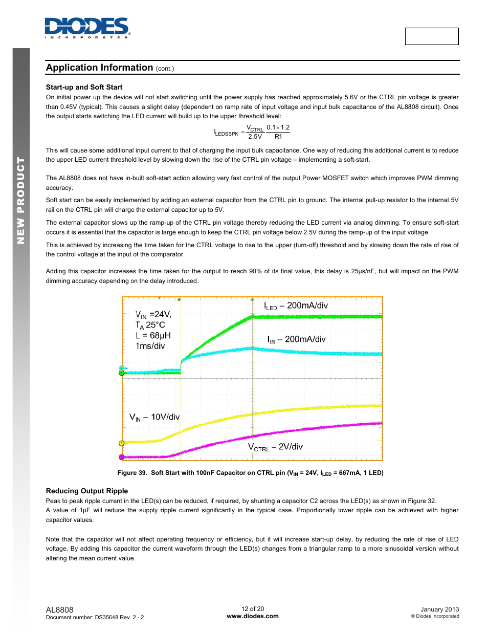 New prod uc t, Applicatio, On informat | Tion, Al8808 | Diodes AL8808 User Manual | Page 12 / 20