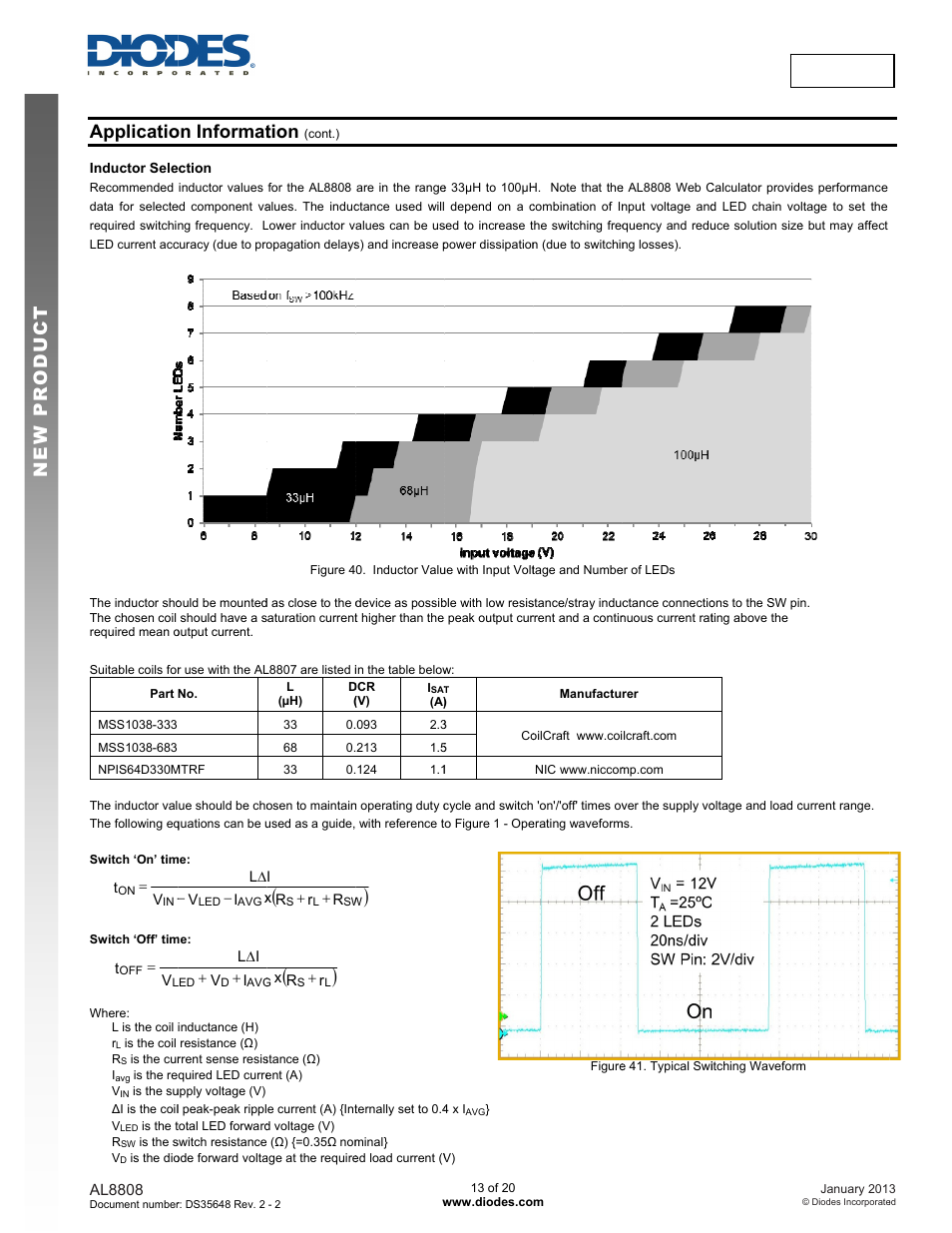 New prod uc t, Applicatio, On informat | Tion, Al8808 | Diodes AL8808 User Manual | Page 13 / 20