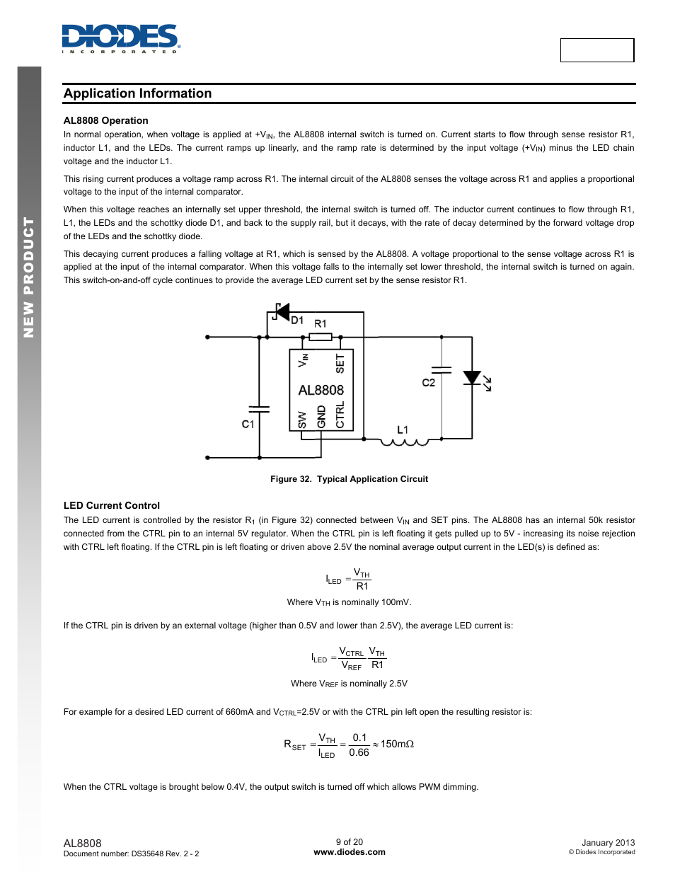 New prod uc t, Applicatio, On informat | Tion, Al8808 | Diodes AL8808 User Manual | Page 9 / 20