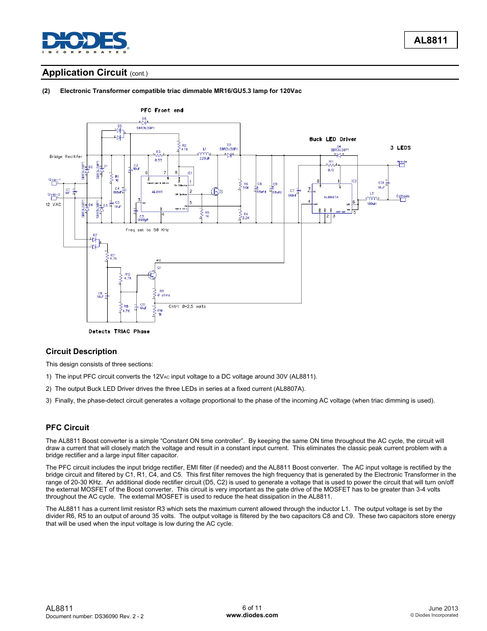 Al8811, Application circuit | Diodes AL8811 User Manual | Page 6 / 11