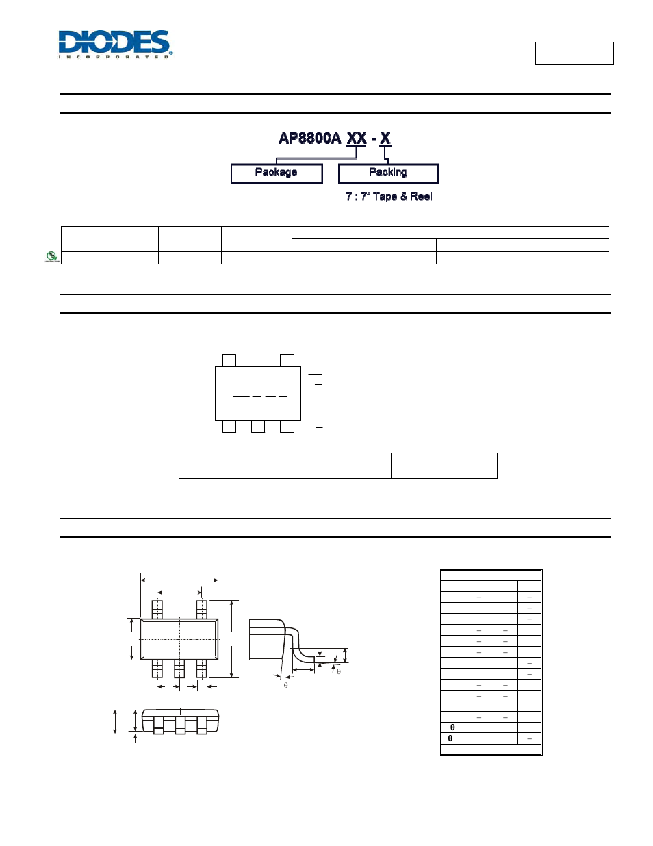 Ap8800a, Ordering information, Marking information | Package outline dimensions | Diodes AP8800A User Manual | Page 12 / 13