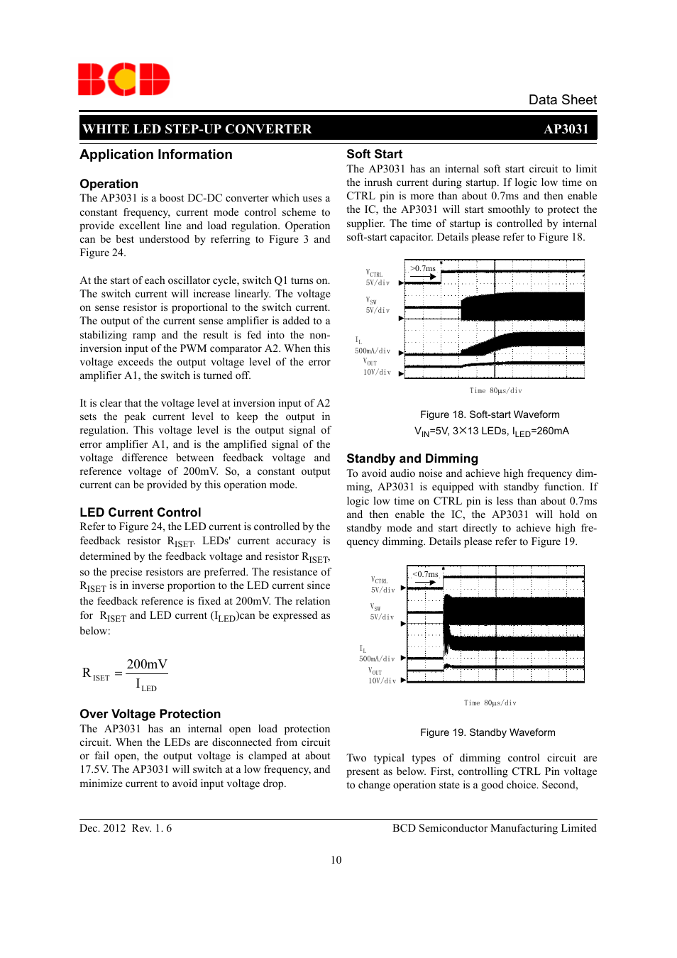 Data sheet, Imv 200 r, Operation | Led current control, Over voltage protection, Soft start, Standby and dimming | Diodes AP3031 User Manual | Page 10 / 17