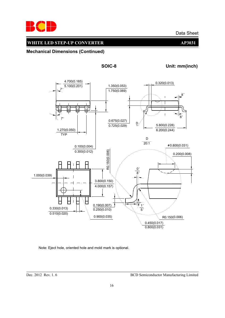 Data sheet | Diodes AP3031 User Manual | Page 16 / 17