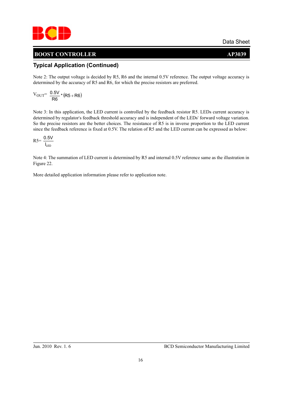 Boost controller ap3039 data sheet, Typical application (continued) | Diodes AP3039 User Manual | Page 16 / 19