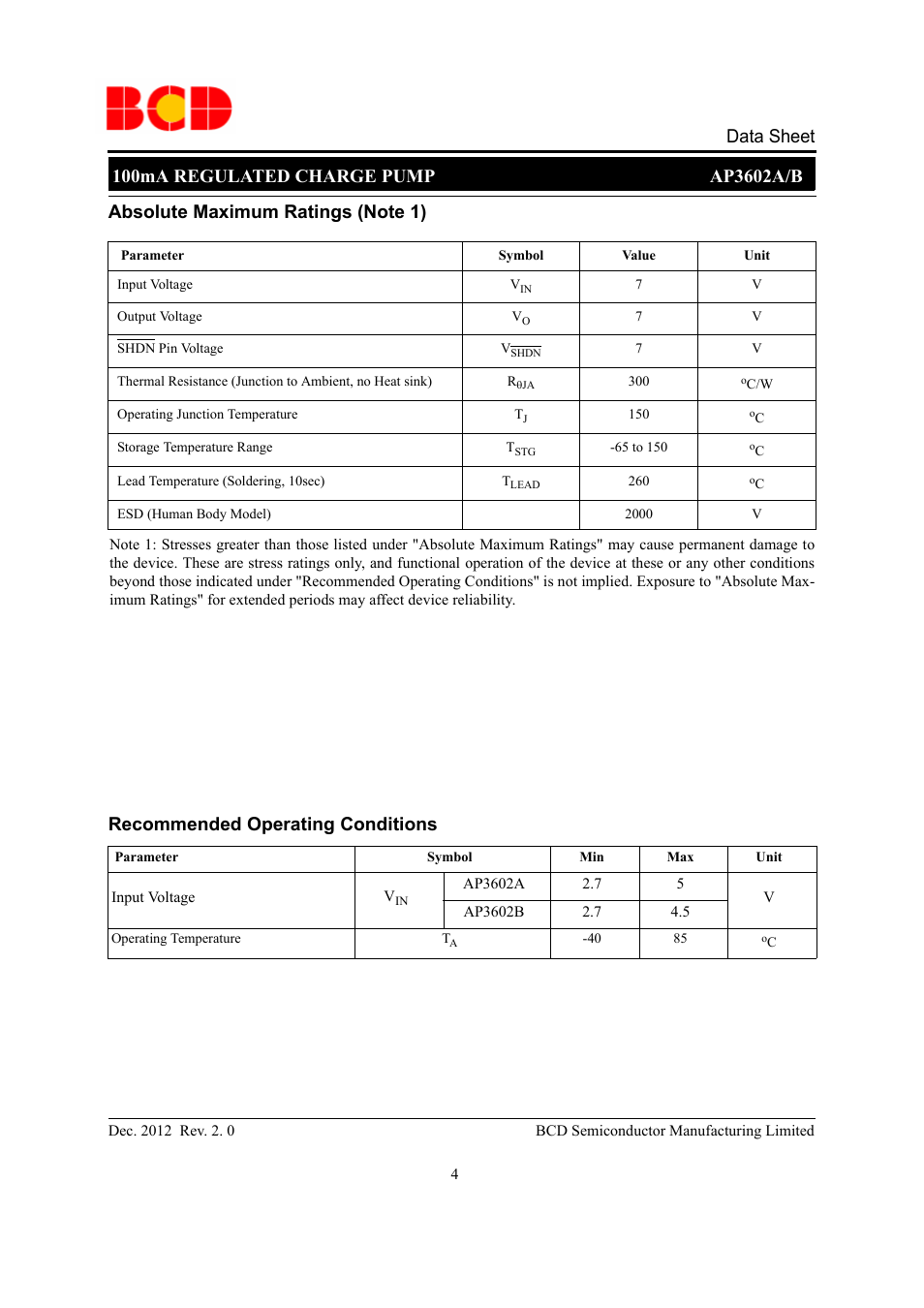 Data sheet | Diodes AP3602A/B User Manual | Page 4 / 17