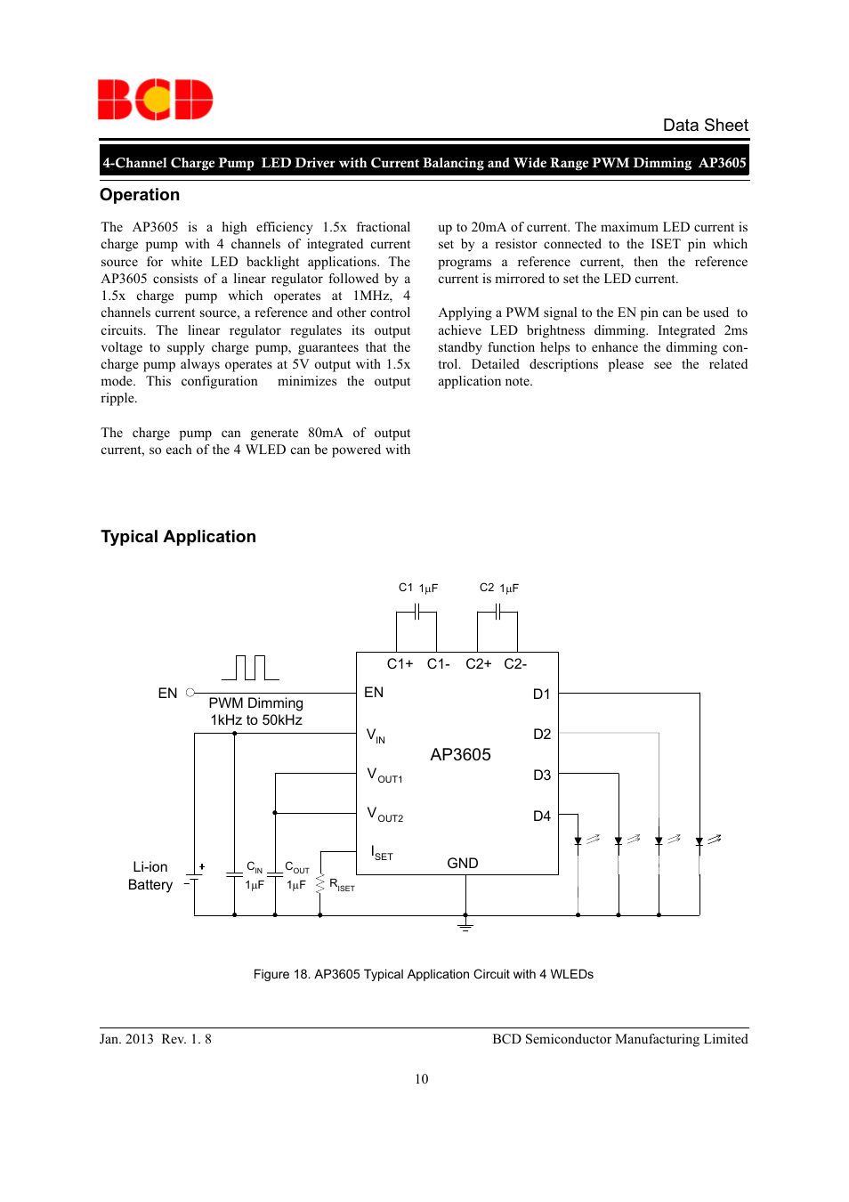 Data sheet operation, Typical application, Ap360 5 | Diodes AP3605 User Manual | Page 10 / 13