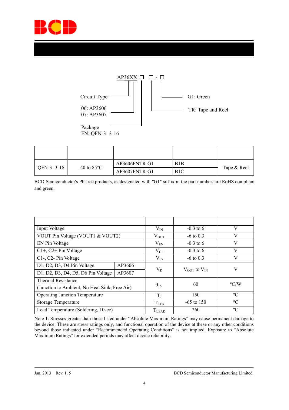 Data sheet, Ordering information | Diodes AP3606/AP3607 User Manual | Page 4 / 18