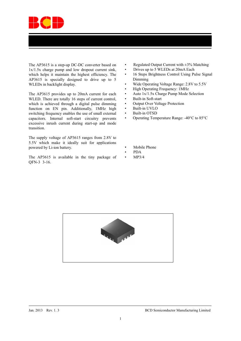 Diodes AP3615 User Manual | 13 pages