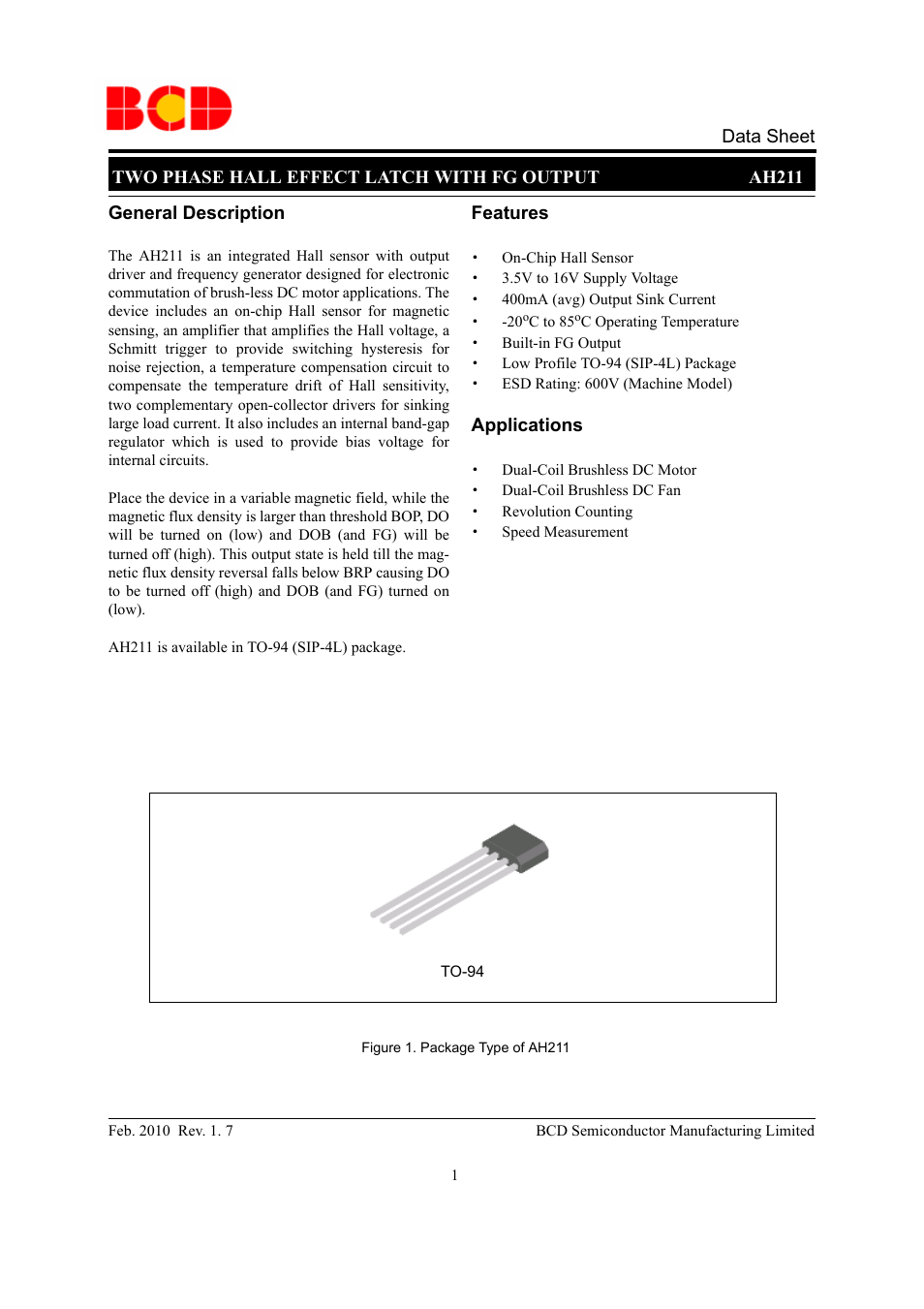 Diodes AH211 User Manual | 11 pages