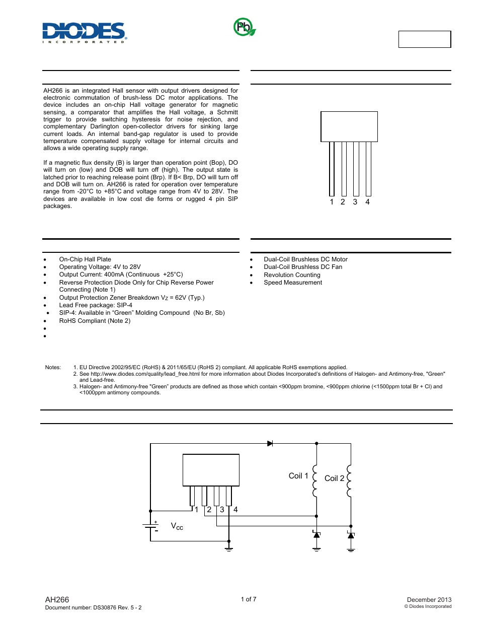 Diodes AH266 User Manual | 7 pages