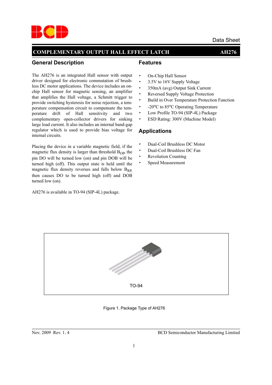 Diodes AH276 User Manual | 10 pages