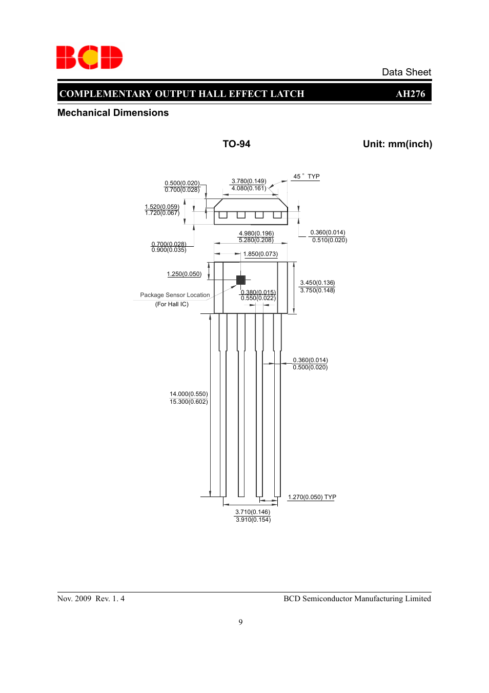 Diodes AH276 User Manual | Page 9 / 10