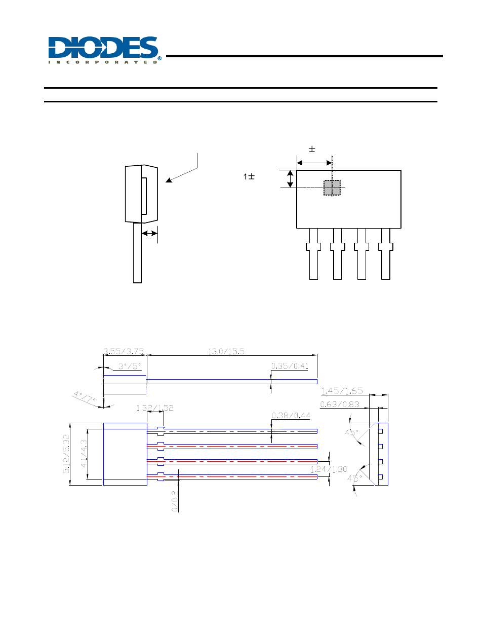 Ah284, Active area depth sensor location, Marking side 0.7 mm | Diodes AH284 User Manual | Page 8 / 10