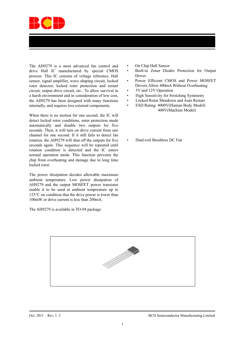 Diodes AH9279 User Manual | 12 pages