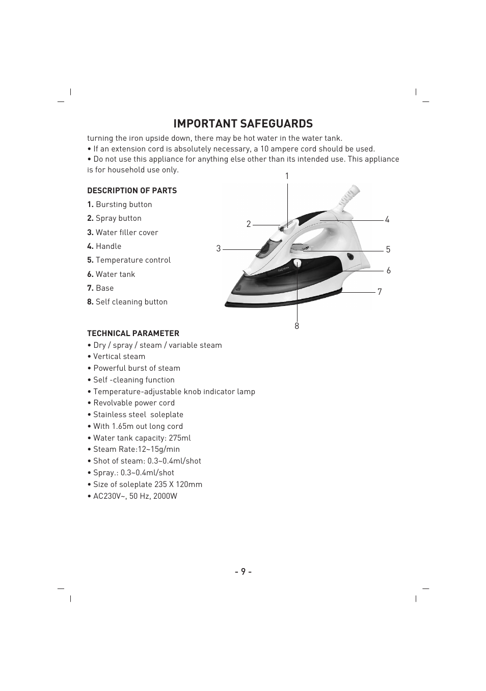 Important safeguards | SINBO SSI 2844 User Manual | Page 10 / 44