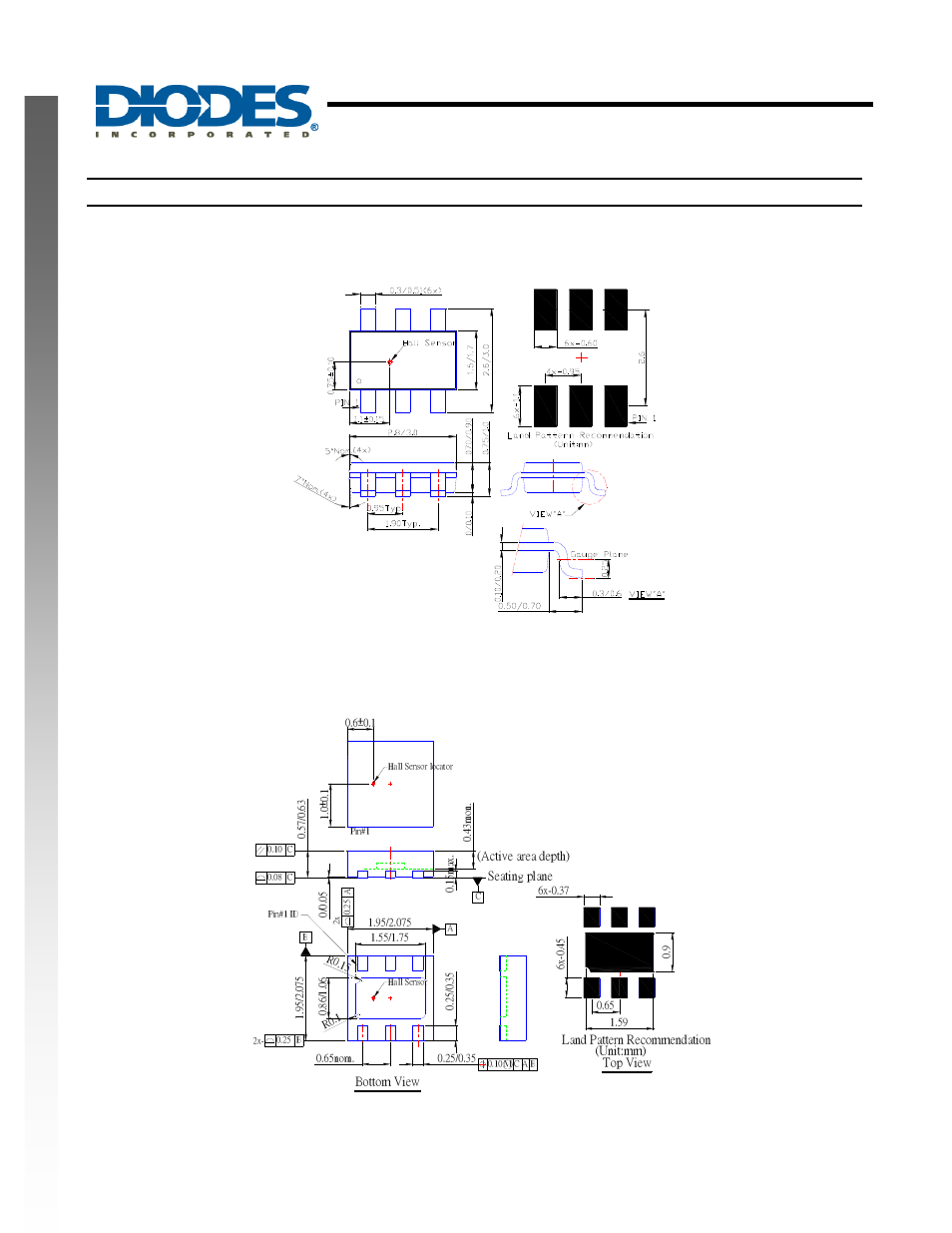 Ah5795, New prod uc t package outline dimensions, All dimensions in mm) (1) package type: tsot23-6 | Diodes AH5795 User Manual | Page 11 / 13