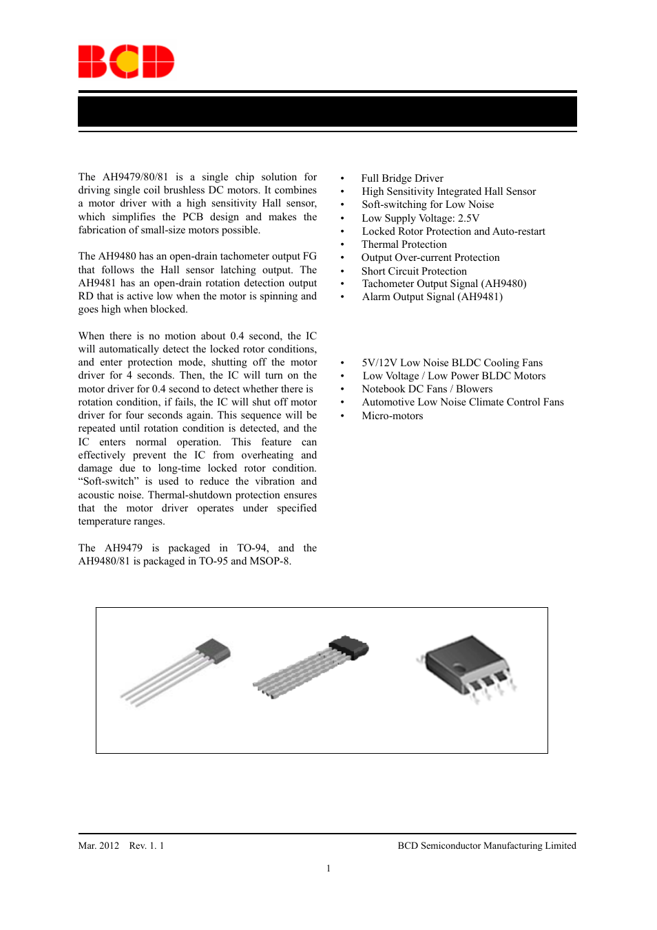 Diodes AH9479/80/81 User Manual | 16 pages