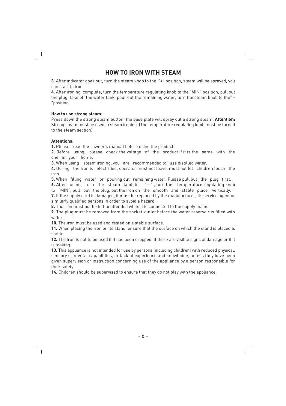 How to iron with steam | SINBO SSI 2851 User Manual | Page 7 / 24